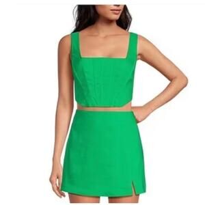 Gianni Bini Michelle Linen Blend Square Neck Sleeveless Corset Top, Sz 8 -- NWT